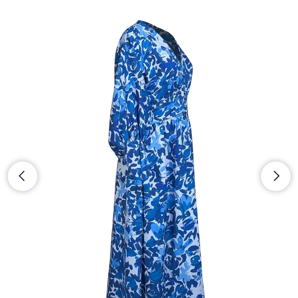 Lela Rose - Multi Blue Floral Print Maxi Dress, size 10 - Picture 3 of 6